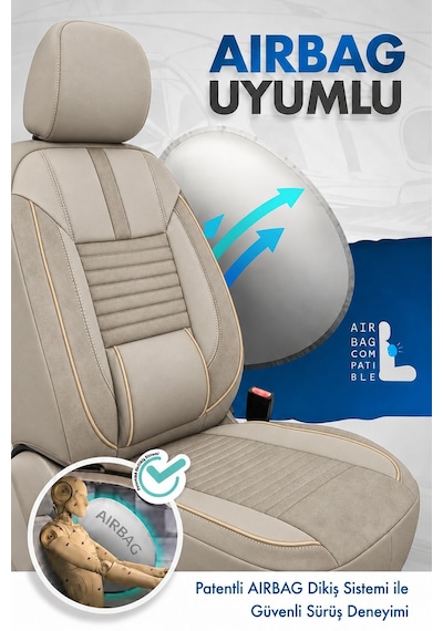 Opel Combo D Shadow Bej Tay Tüyü Ticari 2+1 Oto Koltuk Kılıfı Tam Set-kolay Montaj-terletmez-ortopedik 2012 - 2018