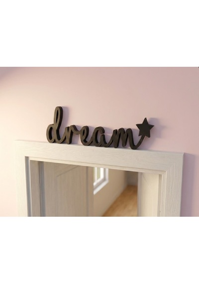Dream Yazılı Yıldızlı Dekoratif Duvar & Raf Süsü Modern Masaüstü Dekor Siyah
