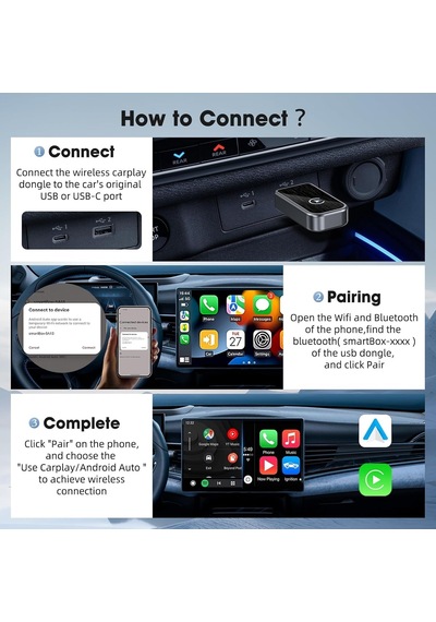 Carplay Ve Android Auto Kablosuz Multimedya Adaptörü Cps