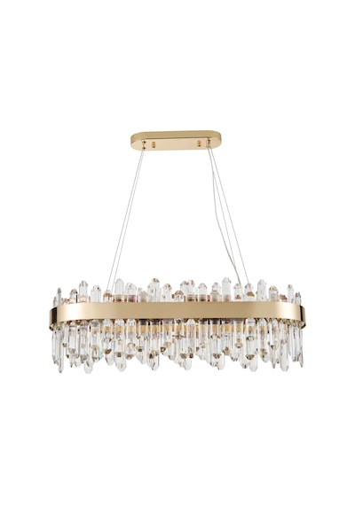 Linfred Yemek Masası Üstü Sıralı Gold Kristal Taşlı Modern Salon Avize Gold
