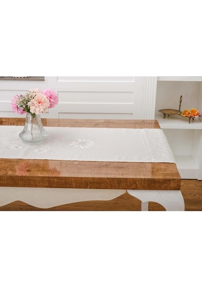 Iris Jakar Polyester Kumaş Bej Runner 45x150 Cm 1410 Bej