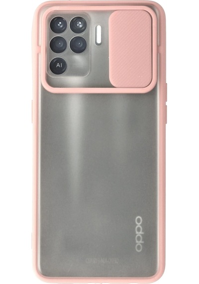 Newface Oppo Reno 5 Lite Kılıf Palm Buzlu Kamera Sürgülü Silikon Semeglbl - 10 - Pembe