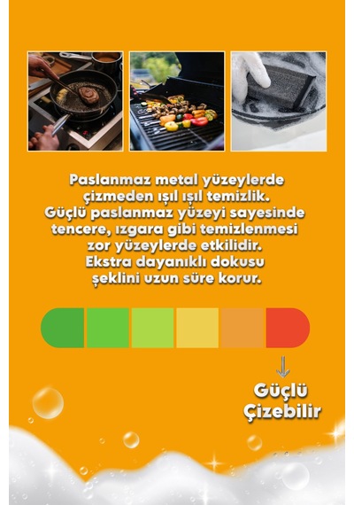 Grimorlife 2 Adet Sihirli Inox Tel Bulaşık Süngeri Paslanmaz Çelik, Yağ Ve Kir Sökücü Sünger