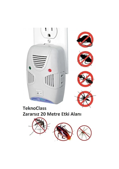 Ultrasonik Cihaz Elektrikli Prize Takılır Kaçırıcı Haşere Fare Sinek Böcek Kovucu