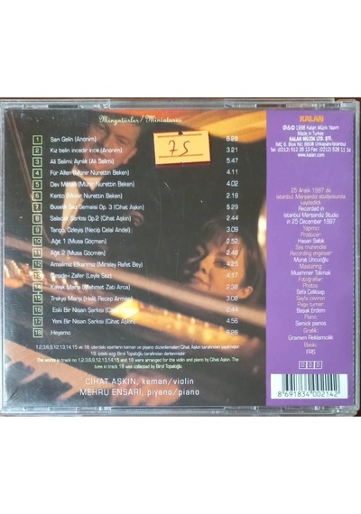 Plak Değildir Cd Dir Cd Cihat Aşkın Mehru Ensari Minyatürler /
