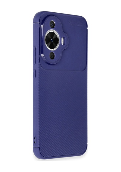Huawei Nova 12s Uyumlu Kılıf Auto Focus Karbon Kapak - Lacivert