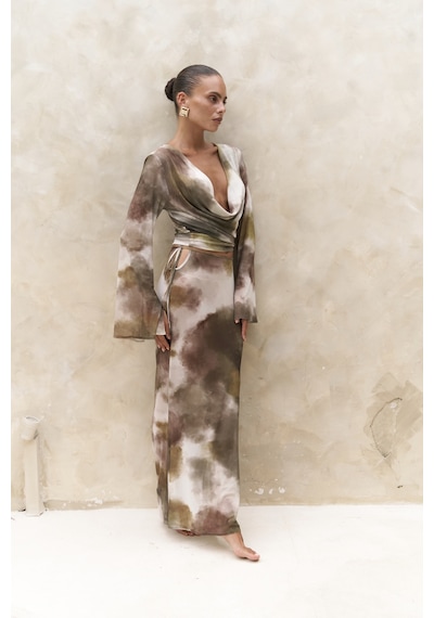 Mai Collection Mai Studios Co. Pnaisyonist Uzun Kol Yeşil Crop Etek Takım Yeşil