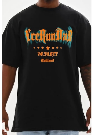 Modi Erkek Baskılı T-shirt Kısa Kol Bisiklet Yaka Regular Fit Rahat Kalıp Günlük Tişört - Siyah - Mymg185498