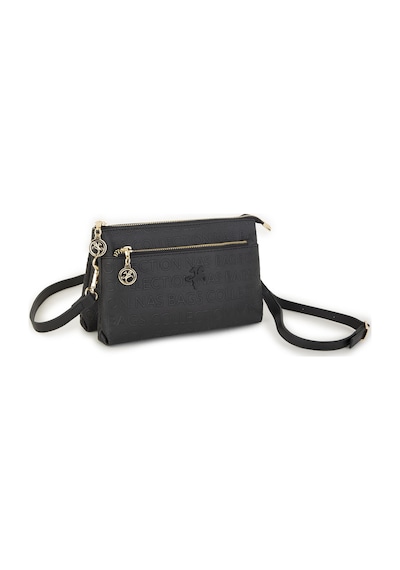 Nas Bag Kadın Çapraz Ve Clutch Çanta Bilek Ve Çapraz Askılı Siyah Gofraj 24x15 Cm Siyah Gofraj Siyah
