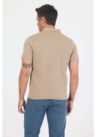 Kahverengi Kısa Kol Düz Suprem Polo Yaka Cepsiz Pamuklu Casual Slim Fit Tişört 1011250164 402 Kahverengi