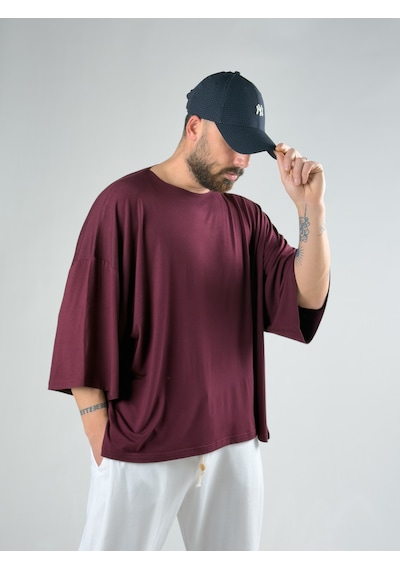 Cocopelli Fakir Kol Bordo Oversize Viscon T-shirt Coc3025