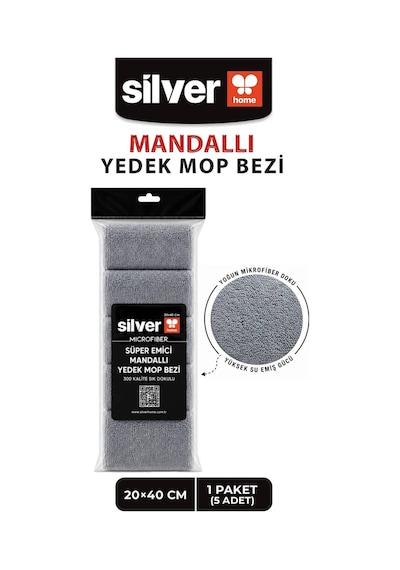 Mikrofiber 5 Adet Mandallı Mop Uyumlu Süper Emici Lazer Kesim Yoğun Dokulu Yedek Mop Bezi Antrasit