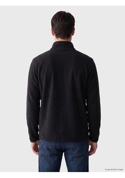 Lcwaıkıkı Classic Siyah Dik Yaka Erkek Polar Fermuarlı Sweatshirt