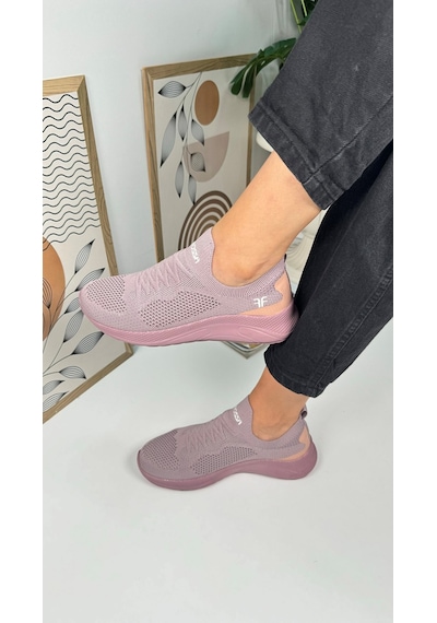 Günlük Unisex Sneaker Slip-on Nefes Alabilen Hafif Yürüyüş Bağcıksız Esnek Spor Ayakkabı 041f Lila