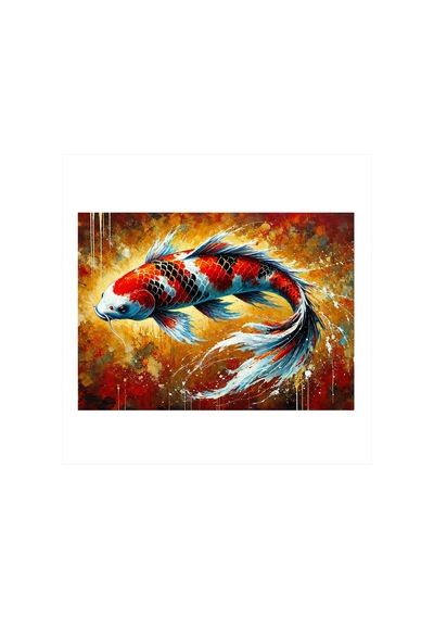 Alevli Koi Balığı Art Mdf Poster