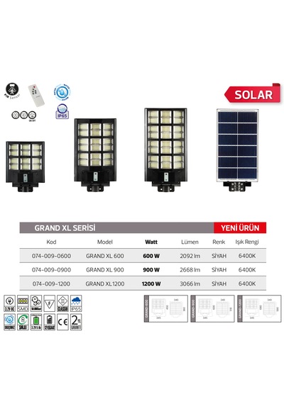 Horoz Grand Xl 600 Solar Sokak Armatürü - Kumandalı
