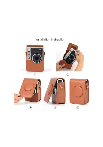 Instax Mini Evo Kahverengi Askılı Deri Çanta
