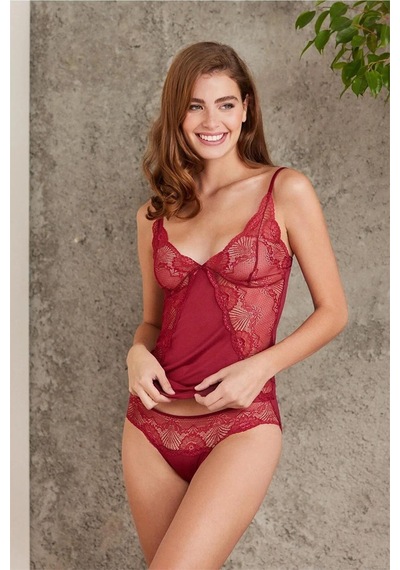 Pierre Cardin 330 Kadın İp Askılı Atlet Külot Takım-bordo Bordo