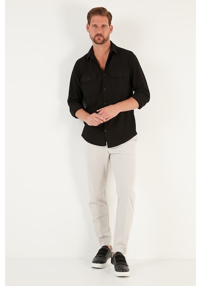 Buratti Pamuklu Çift Cepli Uzun Kollu Regular Fit Kışlık Erkek Gömlek Cf24W127221 Siyah Buratti Pamuklu Çift Cepli Uzun Kollu Regular Fit Kışlık Erkek Gömlek Cf24W127221 Siyah