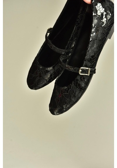 Fox Shoes Z726232704 Siyah Kumaş Bantlı Kadın Babet