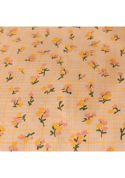Soft Bloom Tek Kişilik Pike - Hardal / Pembe - 160x220 Cm Çok Renkli