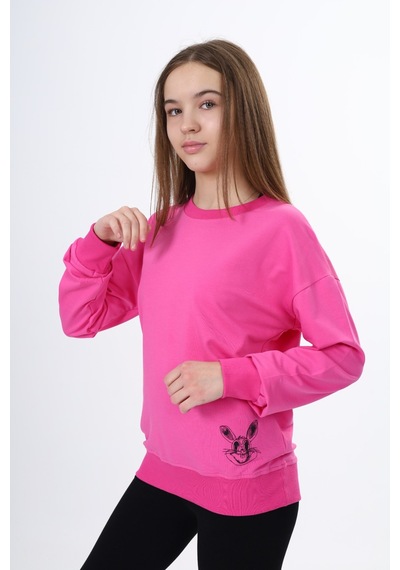 Toontoy Kids Toontoy Kız Çocuk Baskılı Sweatshirt Fuşya