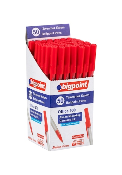 Bigpoint Tükenmez Kalem Office 1.0mm Kırmızı X 50 Adet Diğer