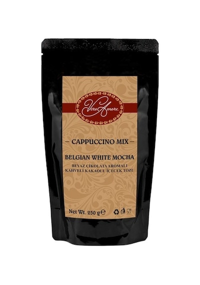 Vero Amore Cappuccino Mix Belgian White Mocha Beyaz Çikolata Aromalı Kahveli Kakaolu İçecek Tozu 250 G