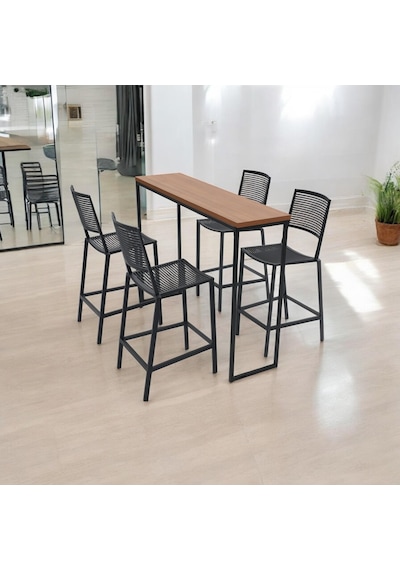 Queen Döküm 4 Kişilik Bar Masa Ve Sandalye Takımı Rehome Siyah