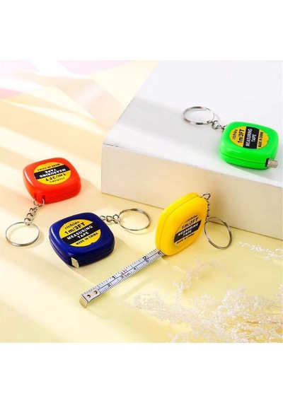 1 M 100 Cm Lik Lacivert Mini Metre Anahtarlık 1 Adet Ebat: 3,3 Cm X 3,3 Cm Sarı Renk 1 M