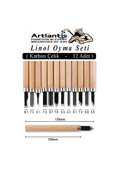 Linol Oyma Seti 12 Parça 1 Paket Linol Oyma Kesme Bıçak Seti 12 Bıçaklı Linolyum Baskı Ahşap Saplı