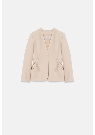 Thalure Kadın Krem Beli Bağcıklı Blazer