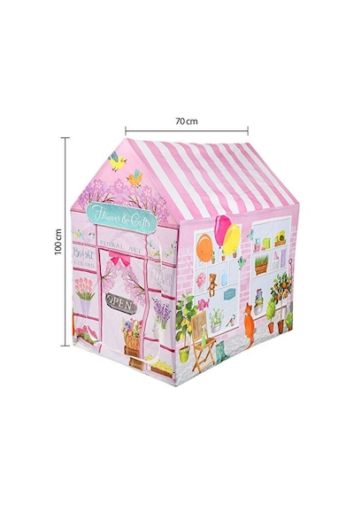 100x70 Cm Pembe Çiçekçi Dükkanı Temalı Kolay Kurulumlu Eğlenceli Çocuk Oyun Evi Çadırı Çok Renkli