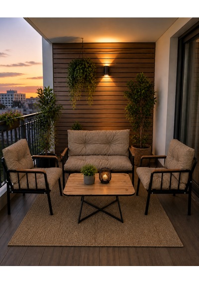 Liva Bahçe Balkon Oturma Grubu - 2+1+1 Takım + Sehpa - Siyah Metal İskelet Konforlu Kırpık Dolgu Cappuccino Liva Bahçe Balkon Oturma Grubu - 2+1+1 Takım + Sehpa - Siyah Metal İskelet Konforlu Kırpık Dolgu Cappuccino