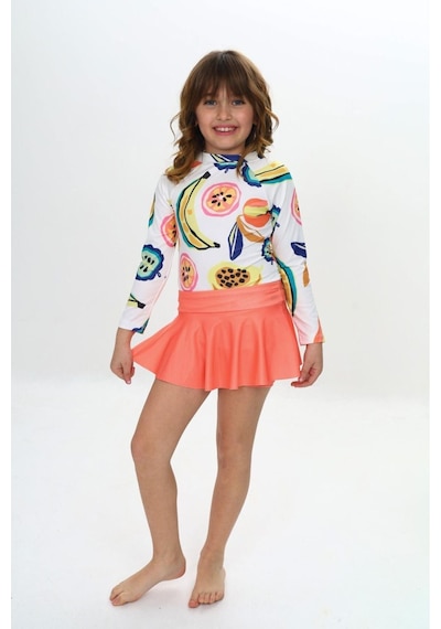 My Kids Wear Etek Detaylı Kız Çocuk Mayo Bej