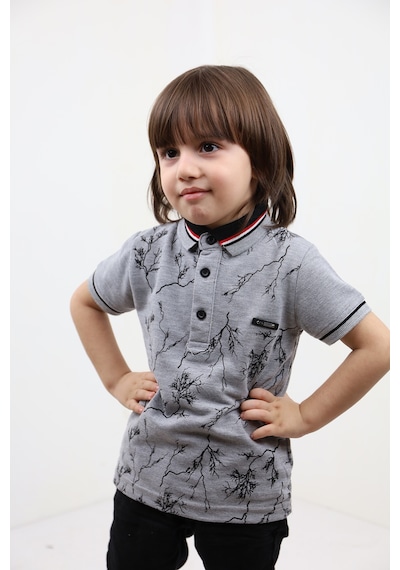 Toontoy Kids Toontoy Erkek Çocuk Baskılı Tişört Gri Melanj