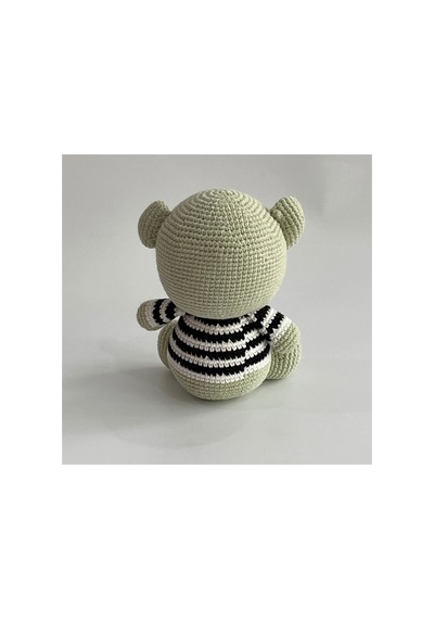 Amigurumi Tam Tam Ayıcık Çizgili Kazaklı El Örgüsü Oyuncak Yeşil