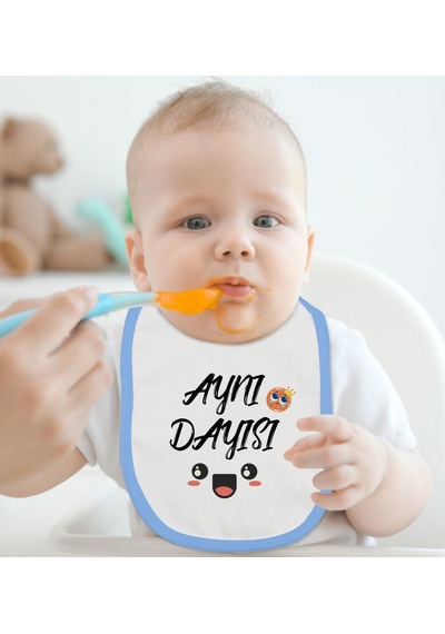 Bk Kids Aynı Dayısı Tasarımlı Mavi Bebek Mama Önlüğü Mavi
