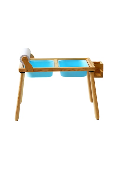 Woodnjoy Ahşap Duyusal Çocuk Aktivite Masası + Rulo Kağıt - Mavi