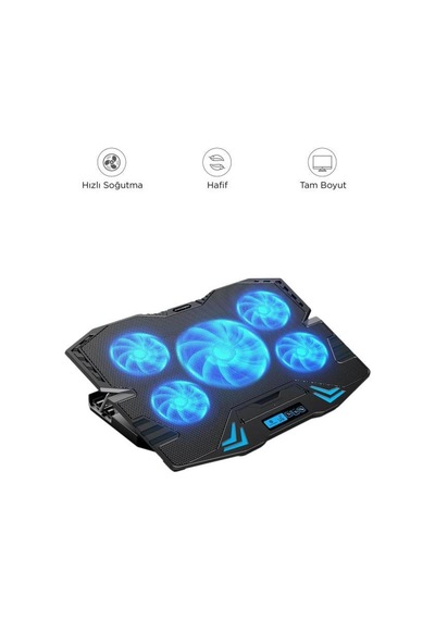 Cf-05 Ayarlanabilir Dizüstü Bilgisayar Rgb Soğutma Fanı Siyah