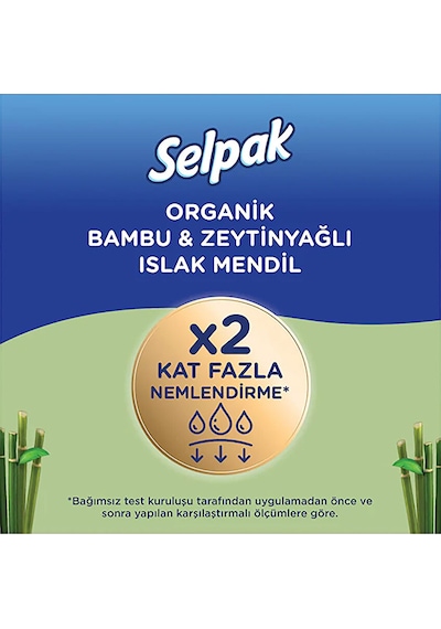 Selpak Organik Bambu Özlü & Organik Zeytinyağlı Islak Mendil 50'li Tekli Selpak Organik Bambu Özlü & Organik Zeytinyağlı Islak Mendil 50'li Tekli