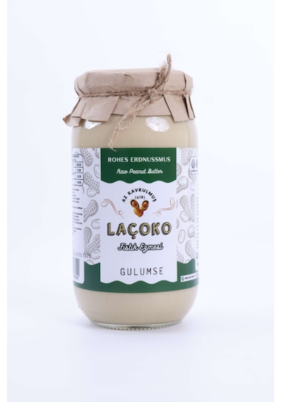 Laçoko İsme Kişiye Özel Şekersiz Saf Katkısız Fıstık Ezmesi Glutensiz Vegan Doğal Az Kavrulmuş Çiğ Yer Fıstığı Ezmesi 3 x 1 KG