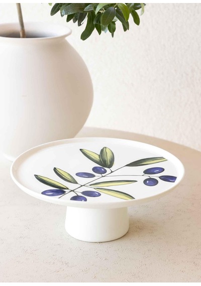 The Mia Olivos Ayaklı Servis Tabağı 10x26 Cm Çok Renkli