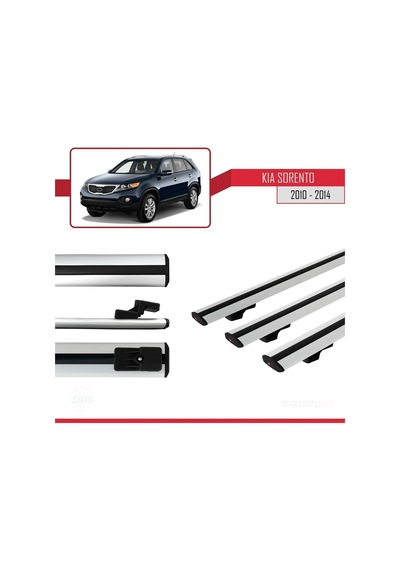 Kia Sorento 2010-2014 Arası İle Uyumlu Basic Model Ara Atkı Tavan Barı Gri 3 Adet