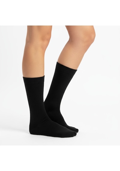 Gost Liria- 5 Li Siyah Ribanalı Unisex Soket Çorap Siyah