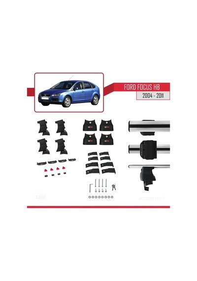Ford Focus Hb 2004-2011 Arası İle Uyumlu Ace-4 Ara Atkı Tavan Barı Gri