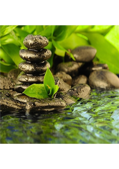 Spa Taşları Ve Orkide Doğal Taş Bardak Altlığı 4'lü Set - Natural Stone Coasters - Taş Çok Renkli