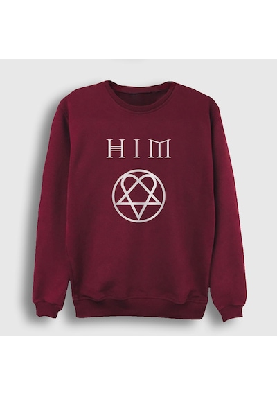 Presmono Unisex Logo Him Sweatshirt Bordo