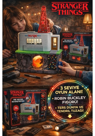 Stranger Things Wsqk Radyo İstasyonu Jazwares Playset Robin Figürlü 3 Katlı Set Netflix Lisanslı