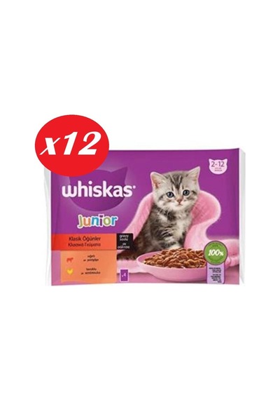 Whiskas Junior Yavru Kedi Sığırlı Tavuklu 4x85 Gr Set 12'li